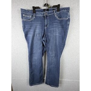 Earl Jean Slim Boot Jeans Womens 20W Blue Rhinestone Embroidered Pockets Stretch